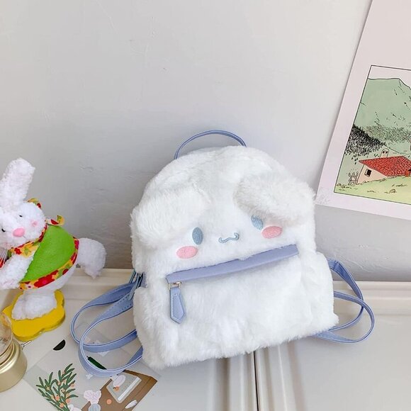 🆕 Accene Cute Furry Plush Bag Girl White Cinnamorol Kids Backpacks - Picture 2 of 7